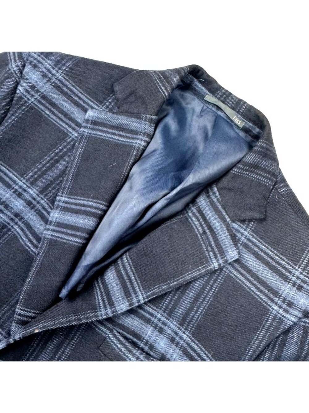 Dan John Men’s Wool Blend 2-Button Blazer Blue Gray Plaid • 40R US 50 EU